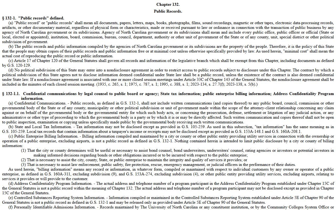 Henderson County Clerk of Superior Court North Carolina Public Records Act