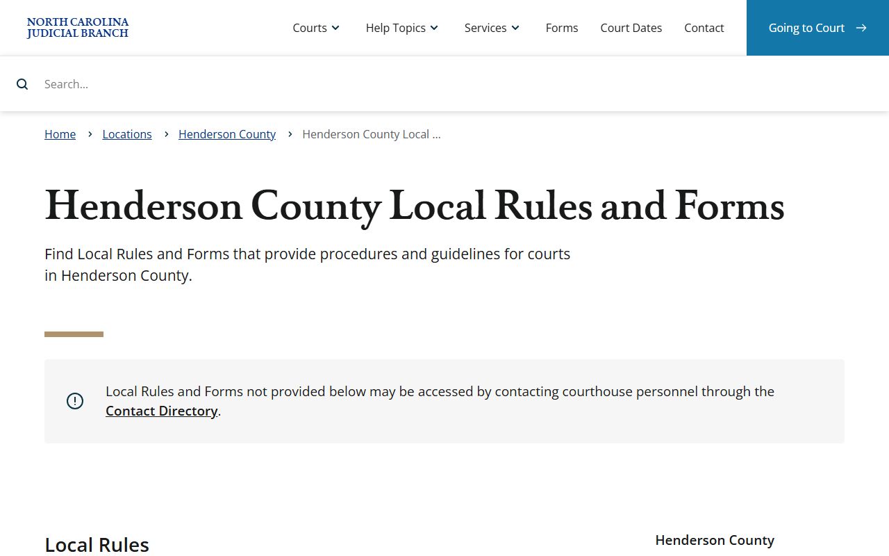 Henderson County Clerk of Superior Court local rules and forms