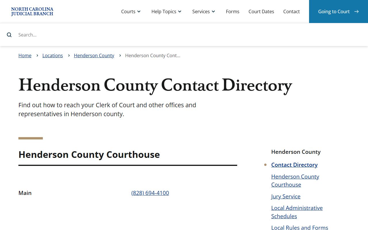 Henderson County Clerk of Superior Court contact directory