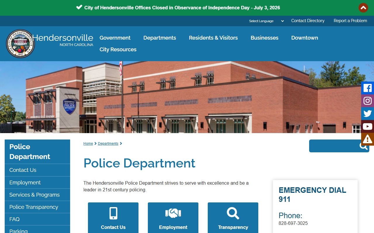 Henderson County arrest records Hendersonville Police Department page