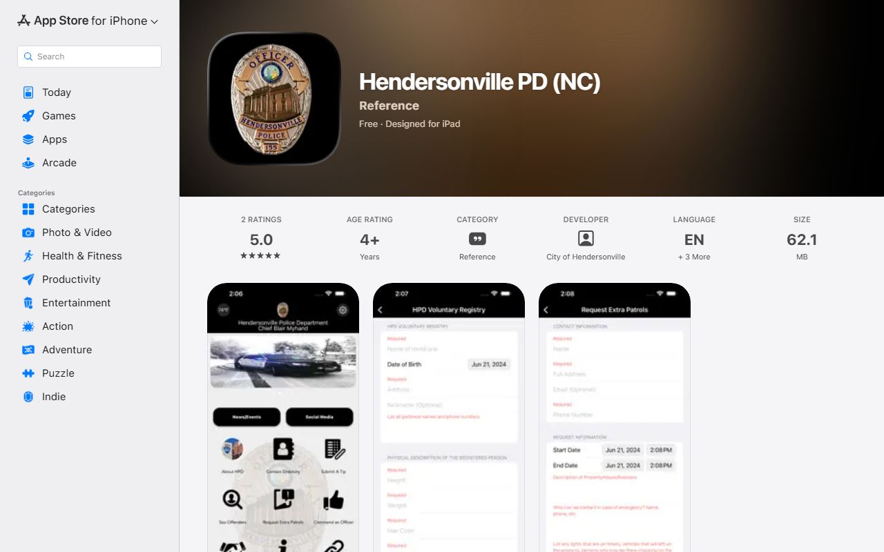 Henderson County arrest records Hendersonville PD Apple app