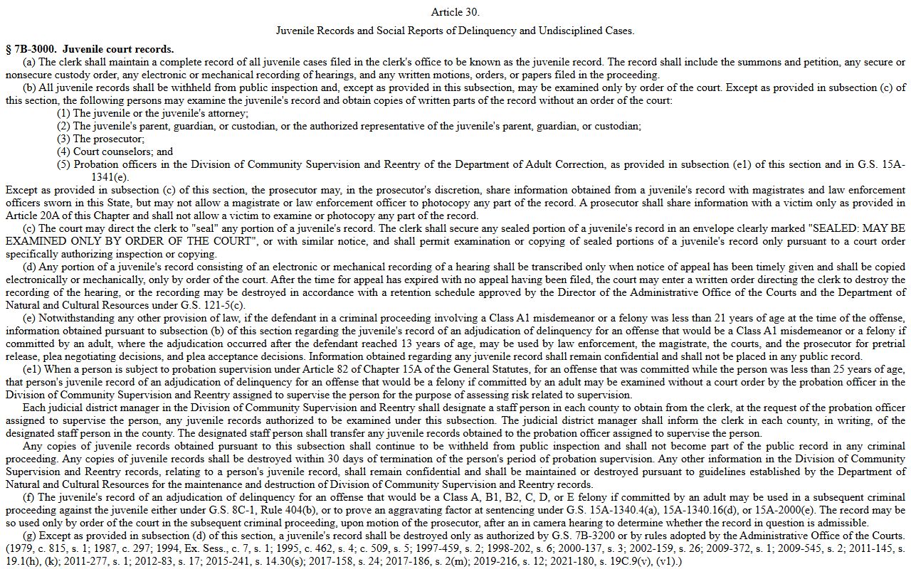 Henderson County court records juvenile confidentiality statute