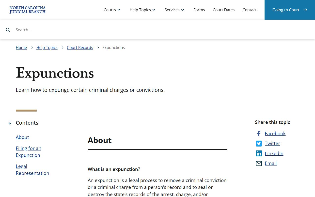Henderson County court records expunction information from NC Judicial Branch