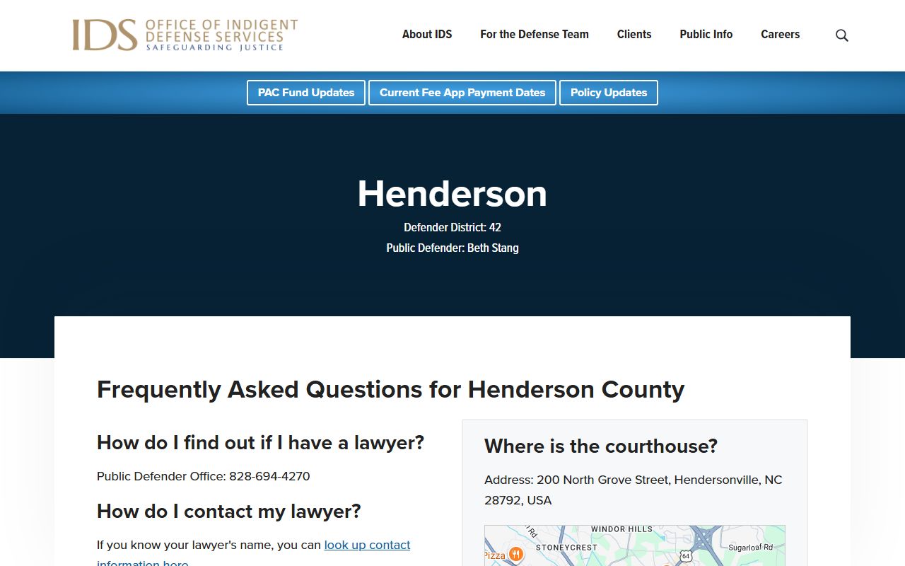 Henderson County criminal court records public defender office
