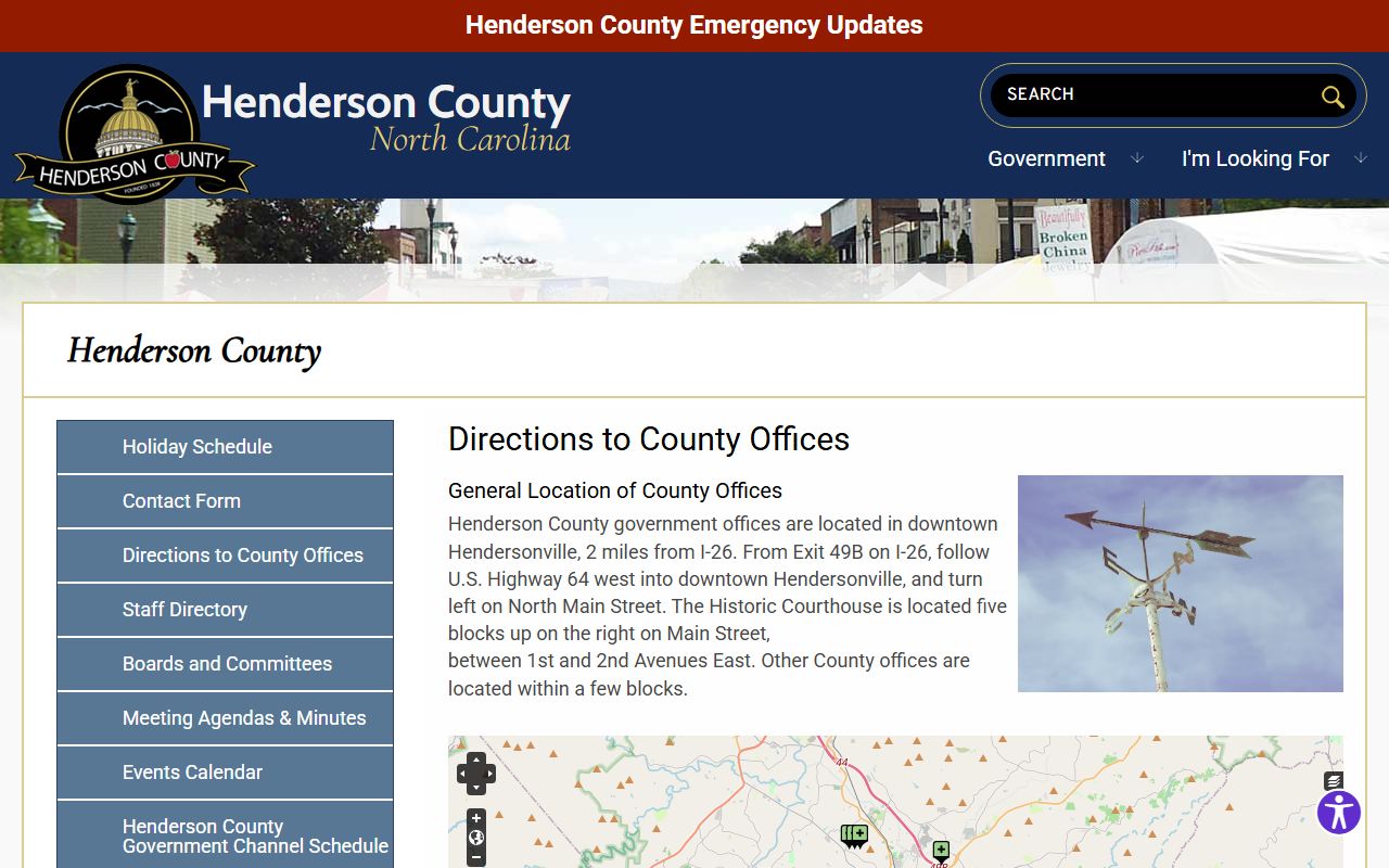 Henderson County court records courthouse directions page
