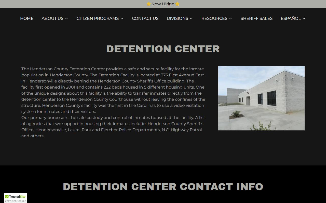 Henderson County inmate search detention center page