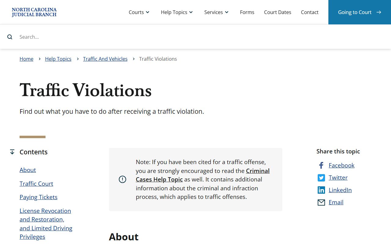 Henderson County traffic court records North Carolina traffic violations help page