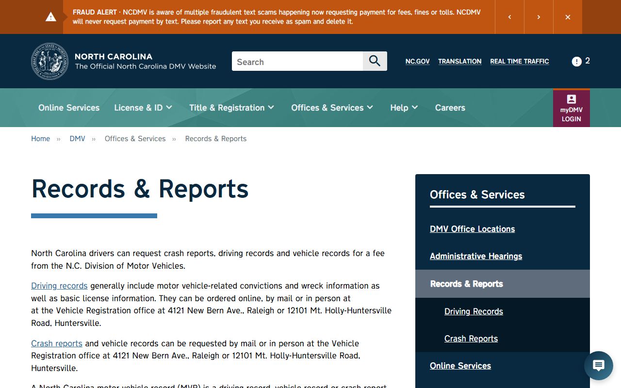 Henderson County traffic court records NCDMV records and reports page