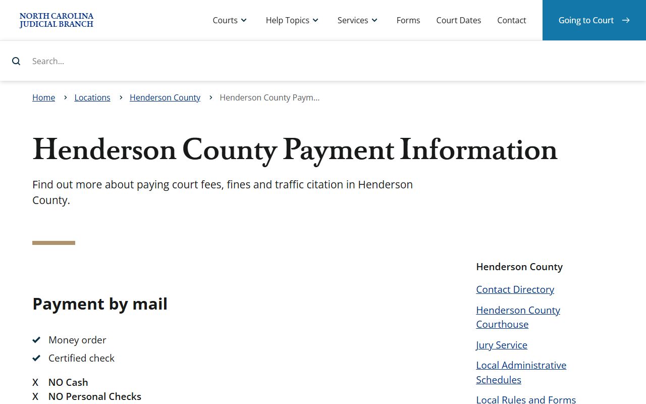 Henderson County traffic court records payment information page