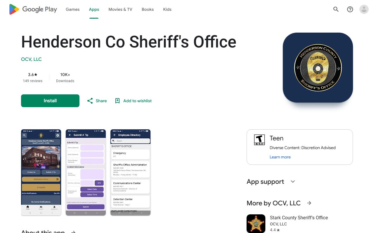 Henderson County warrant search sheriff app Google Play listing
