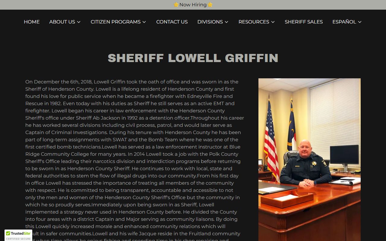 Henderson County warrant records and Sheriff Lowell Griffin biography page