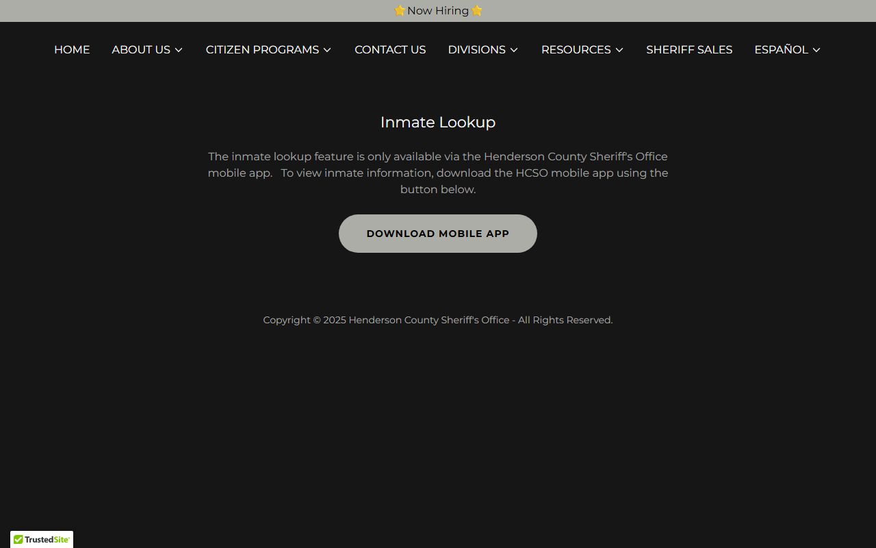 Henderson County warrant records and sheriff inmate lookup page